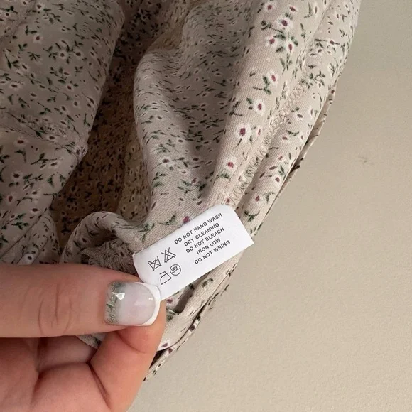 Floral Mini Dress Puff Sleeve Button Front Summer - Picture 8 of 9